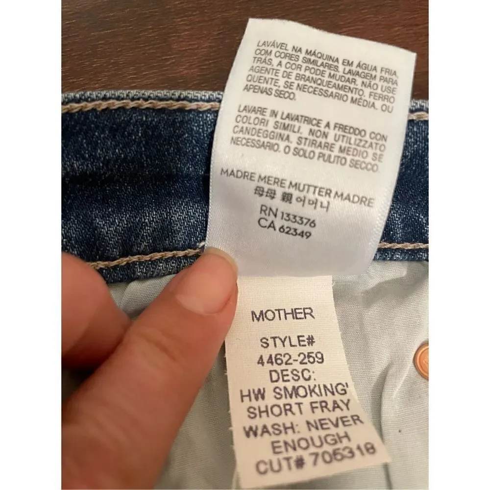 Mother smokin high waist frayed hem shorts size 28 and size 29, NWT